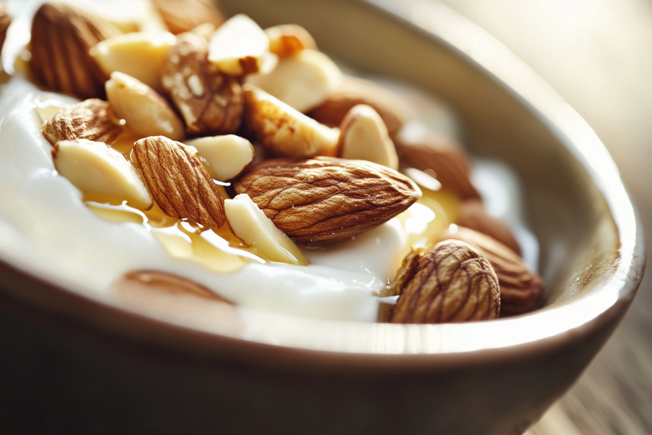 remon8065 a close up of a bowl of thick greek yogurt topped w d86d8a56 75a3 477b 9dfb 0204d363b521 3